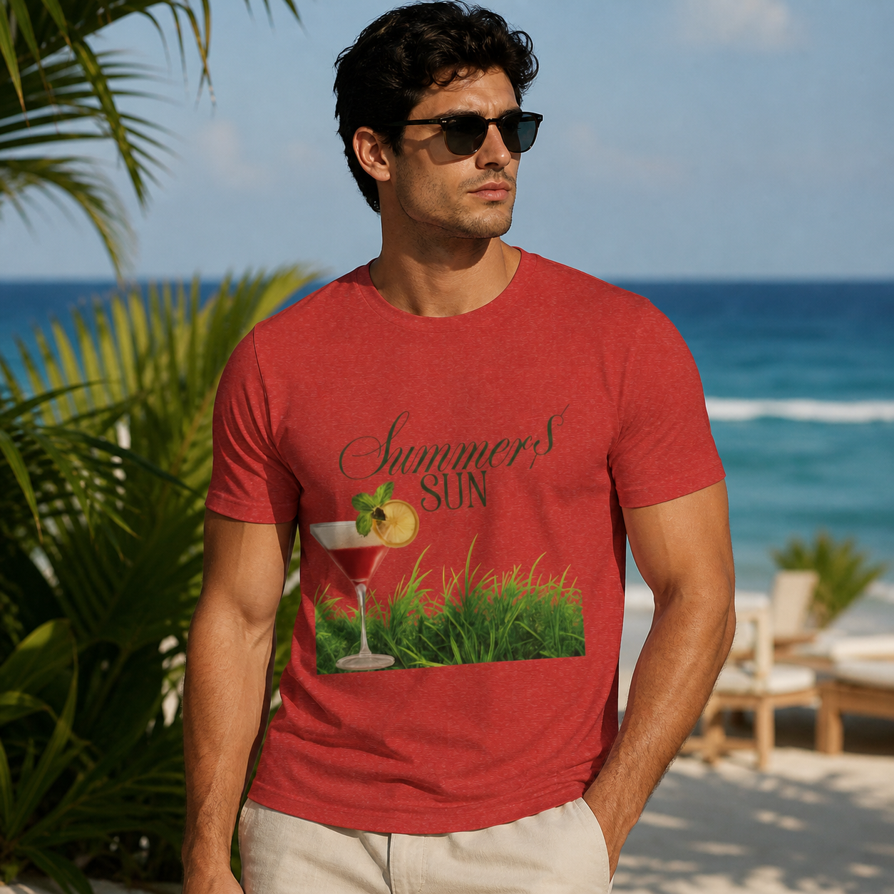 Summer Sun Cocktail T-Shirt — Tropical Drink Graphic Tee