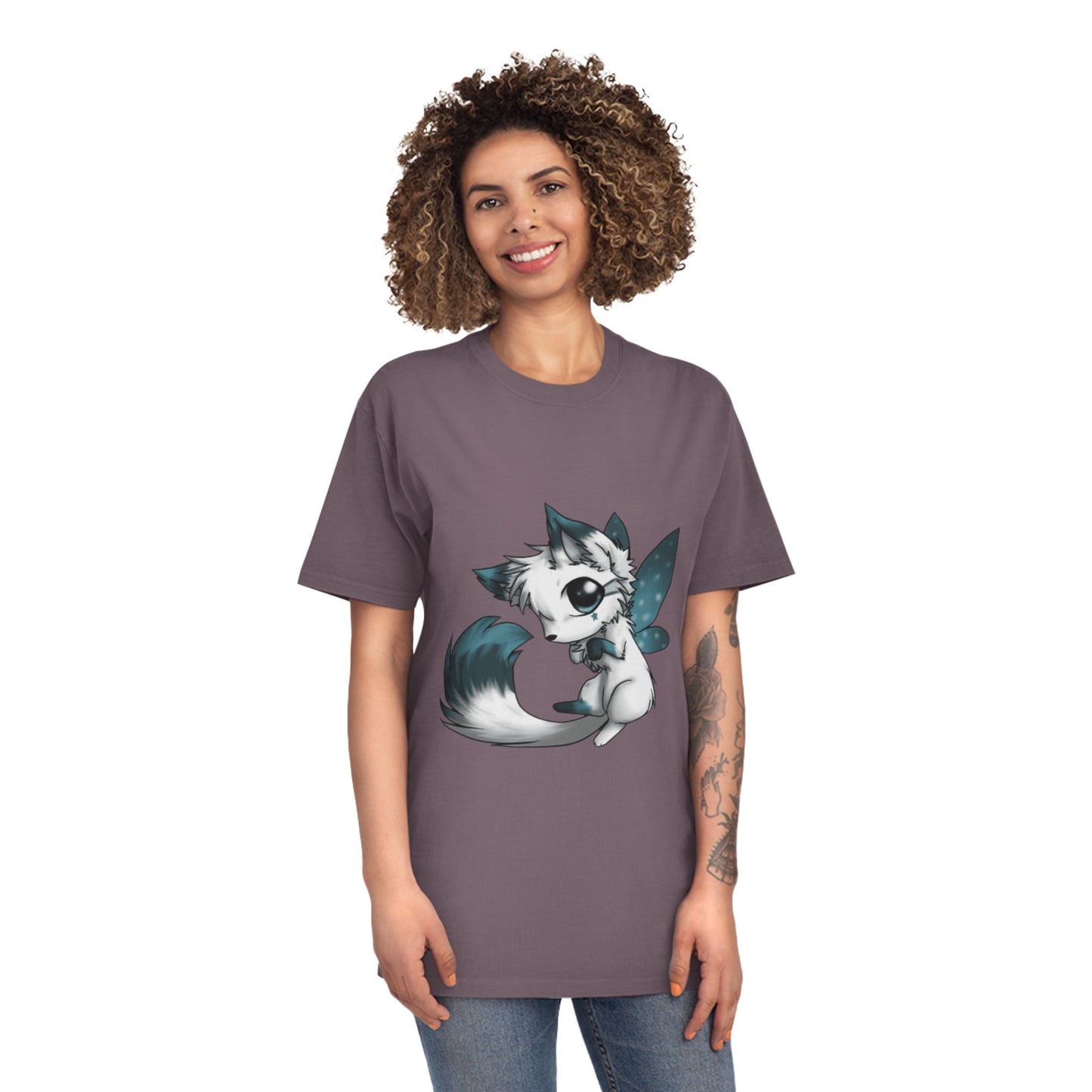 Unisex Faded Shirt with Adorable Cat Fairy Design