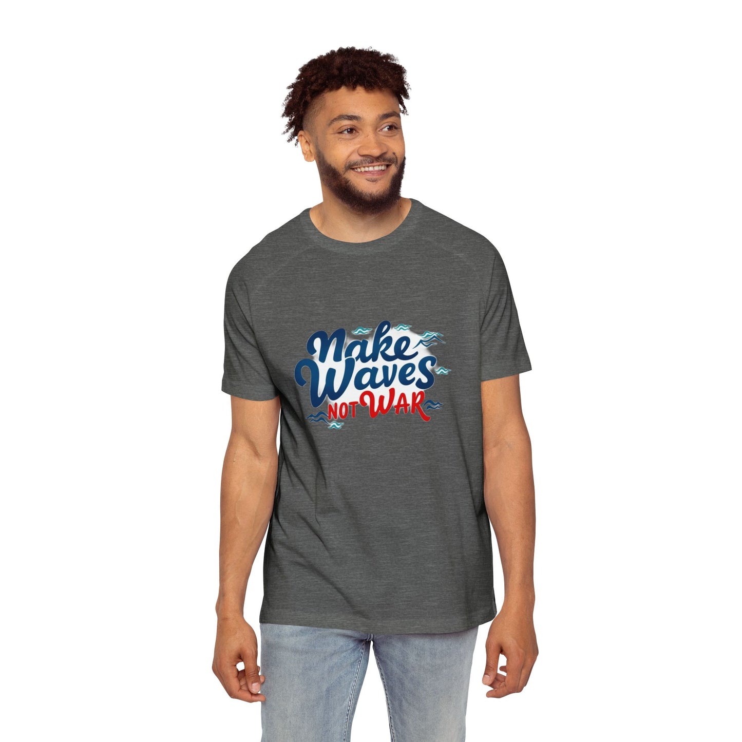 Raglan T-Shirt Make Waves Not War Design
