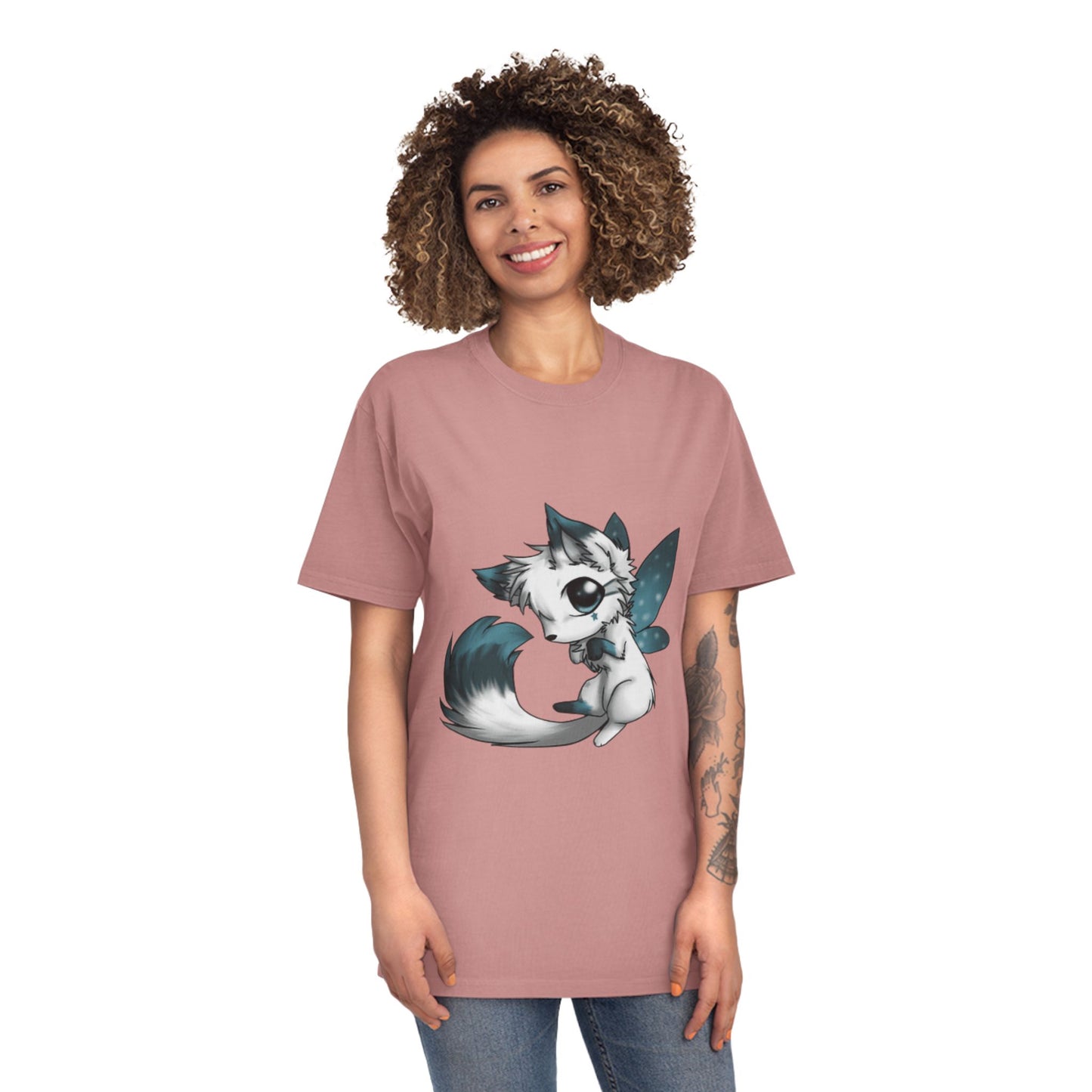 Unisex Faded Shirt with Adorable Cat Fairy Design