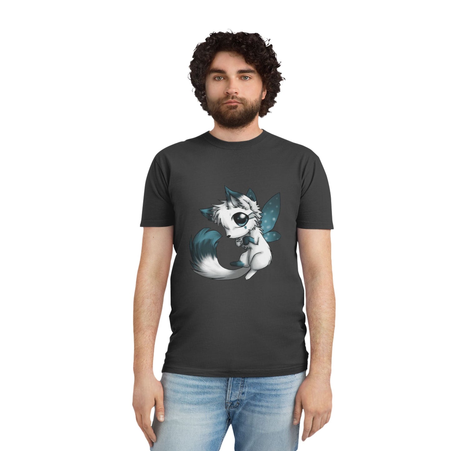 Unisex Faded Shirt with Adorable Cat Fairy Design