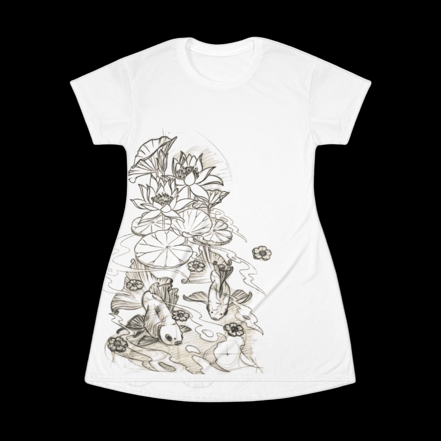 Serene Koi & Lotus T-Shirt Dress