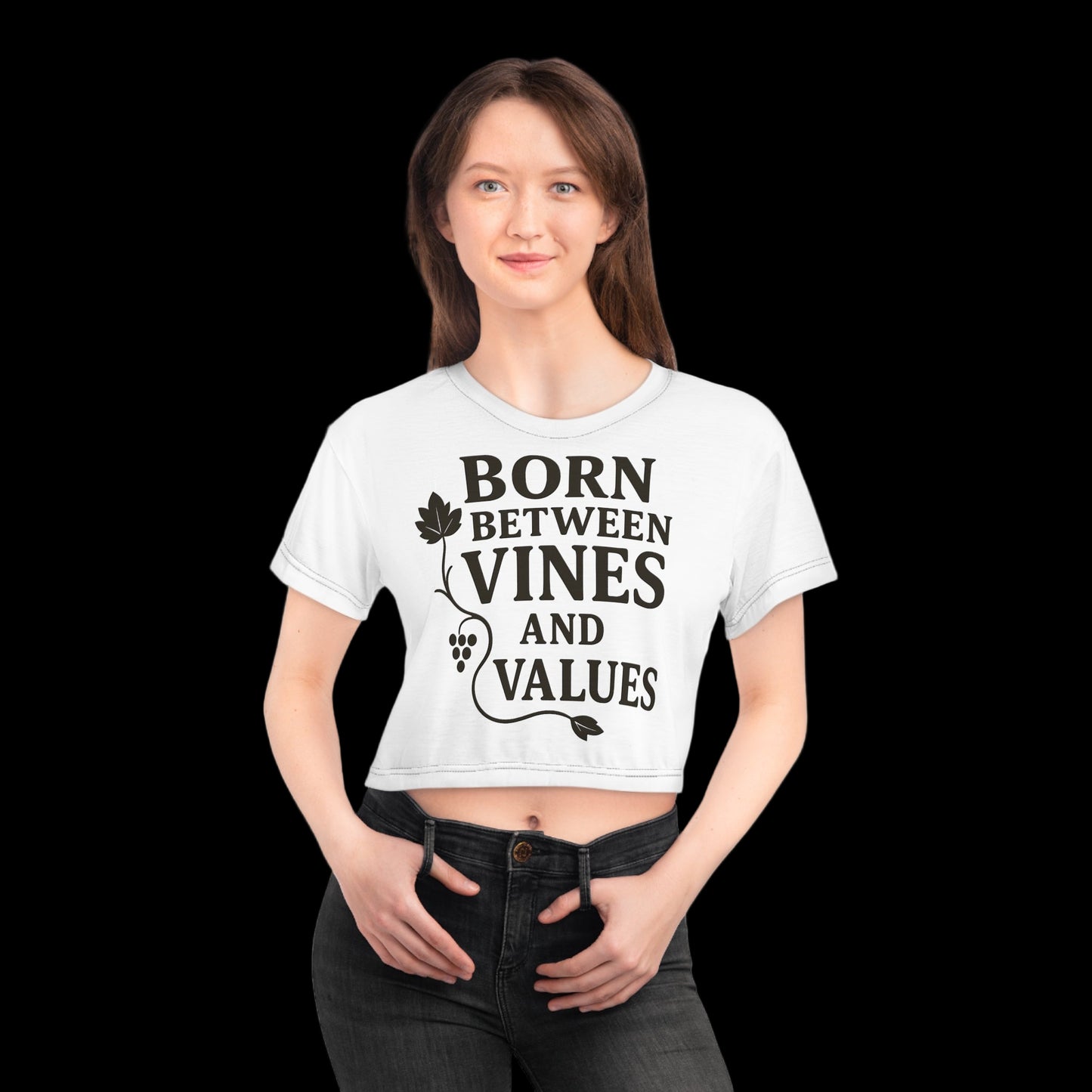 Born Between Vines and Values Cropped Tee