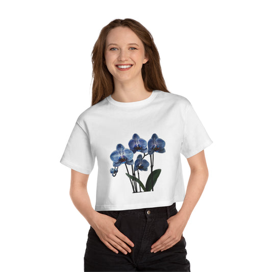 Floral Cropped T-Shirt with Orchid Design