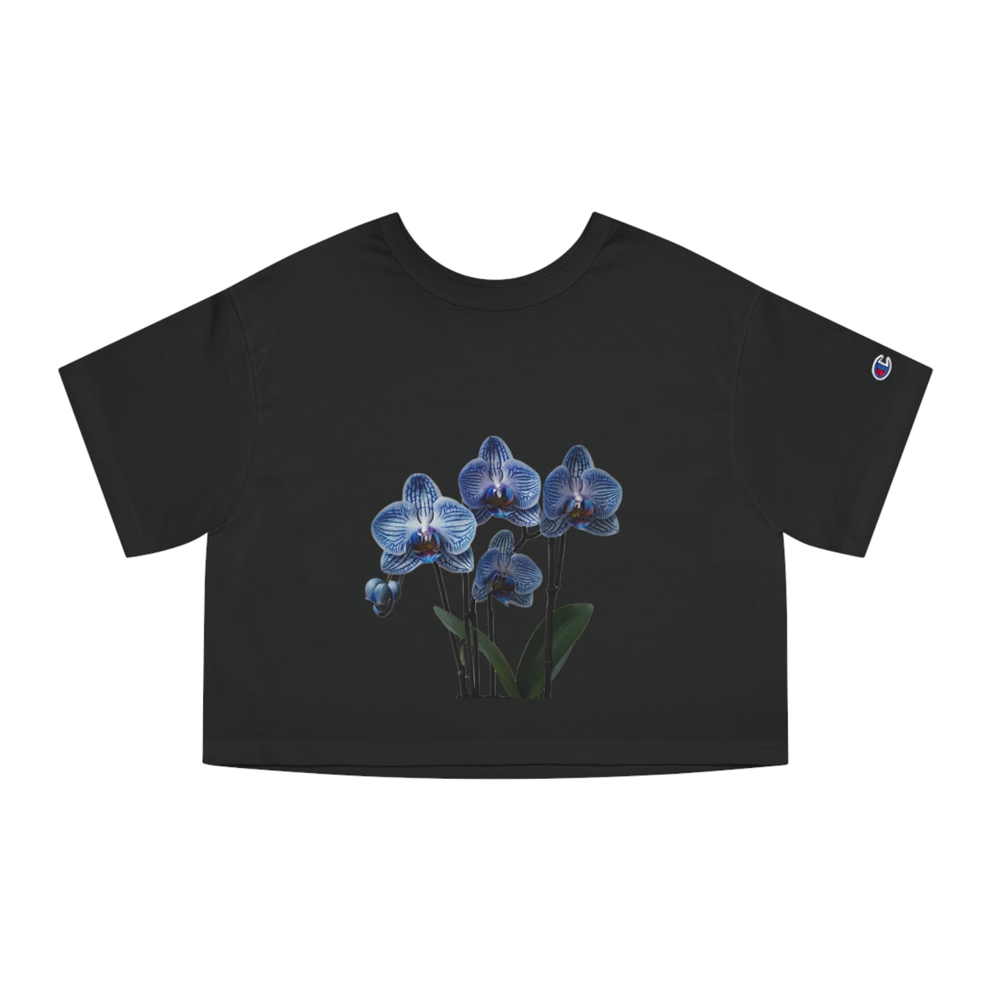 Floral Cropped T-Shirt with Orchid Design