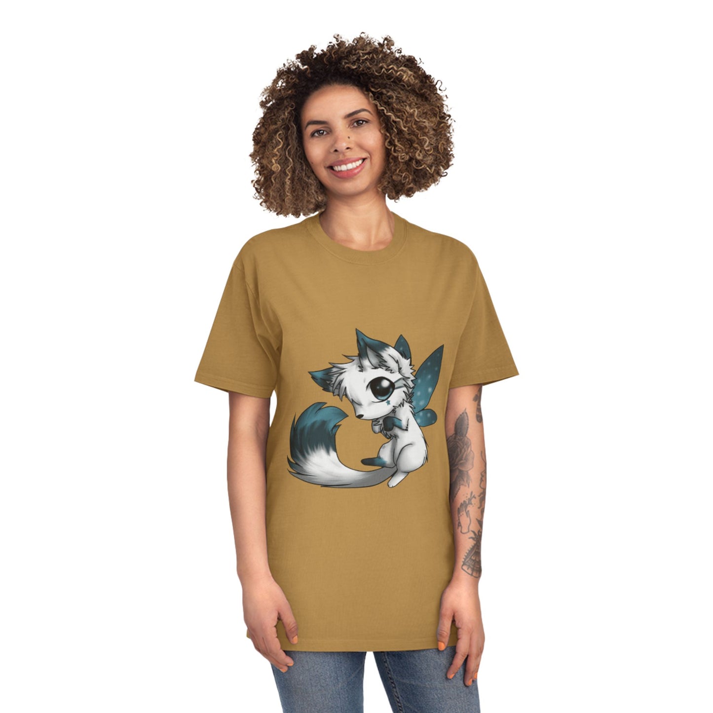 Unisex Faded Shirt with Adorable Cat Fairy Design