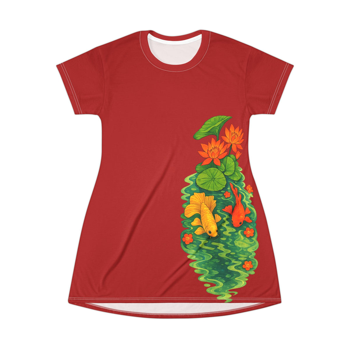 Red Tropical Garden T-Shirt Dress