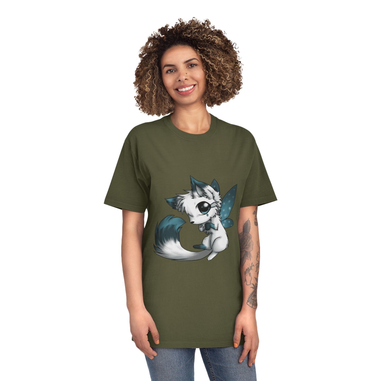 Unisex Faded Shirt with Adorable Cat Fairy Design