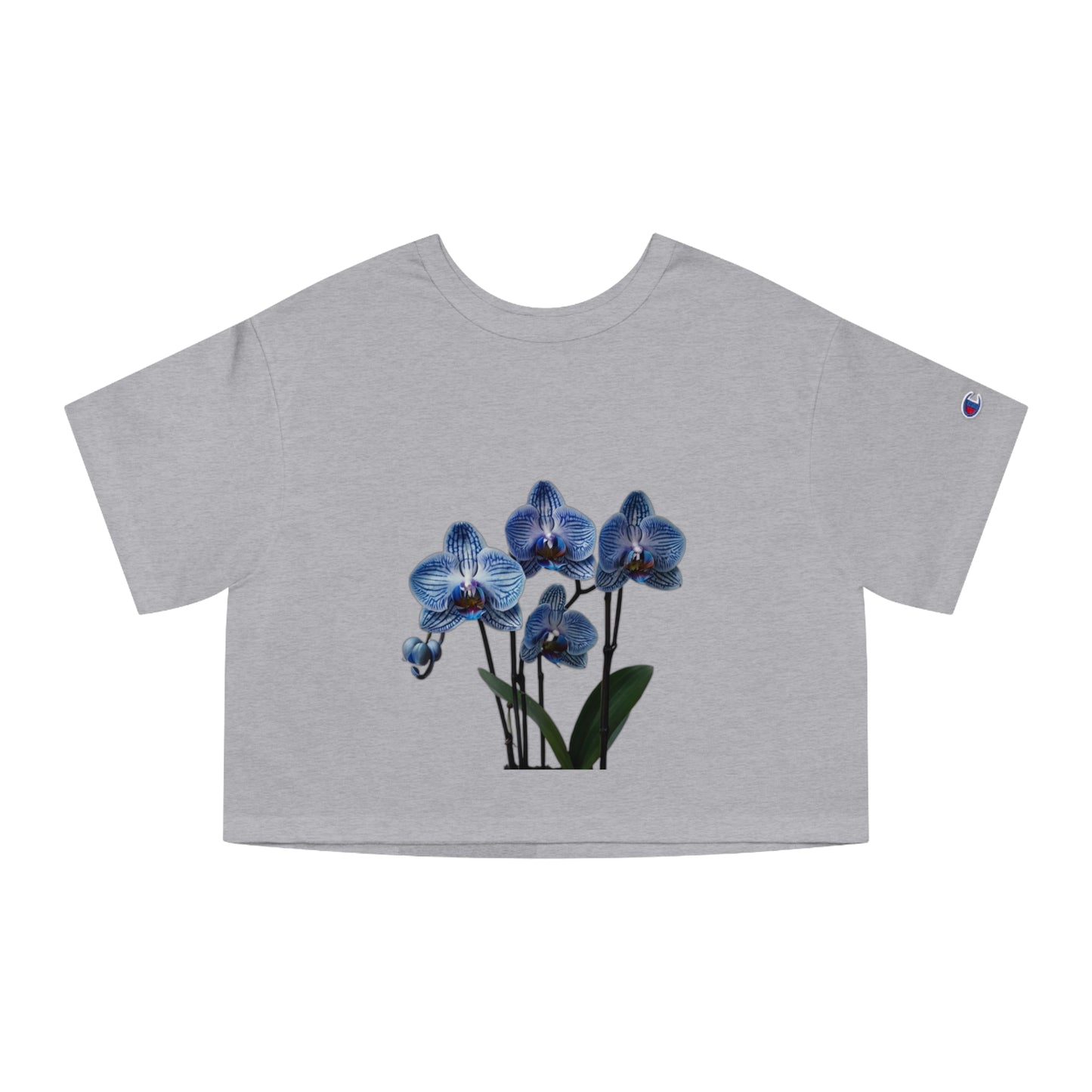 Floral Cropped T-Shirt with Orchid Design