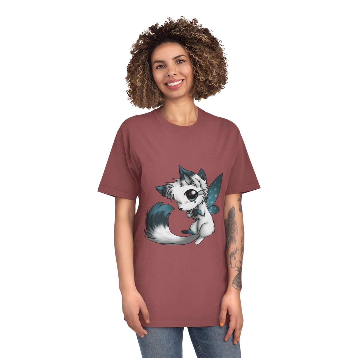 Unisex Faded Shirt with Adorable Cat Fairy Design
