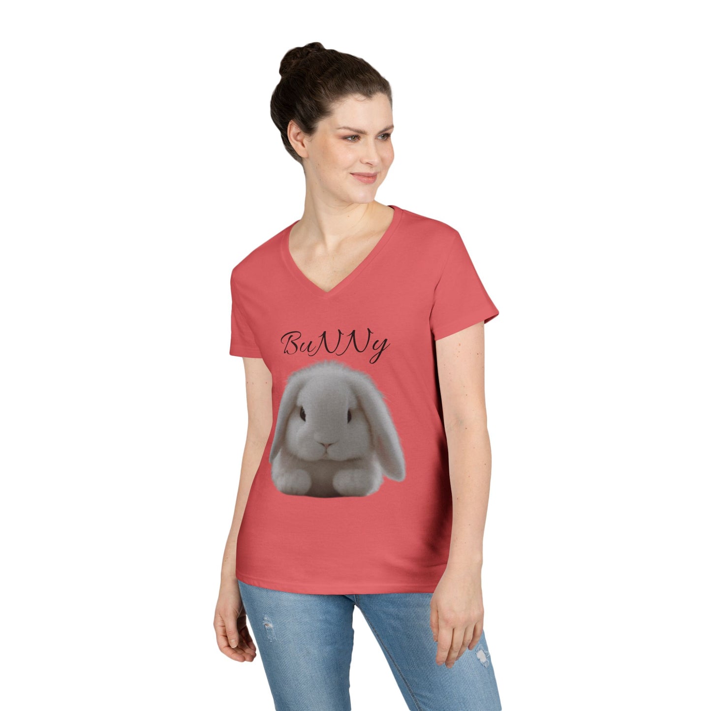 Cute Bunny V-Neck T-Shirt