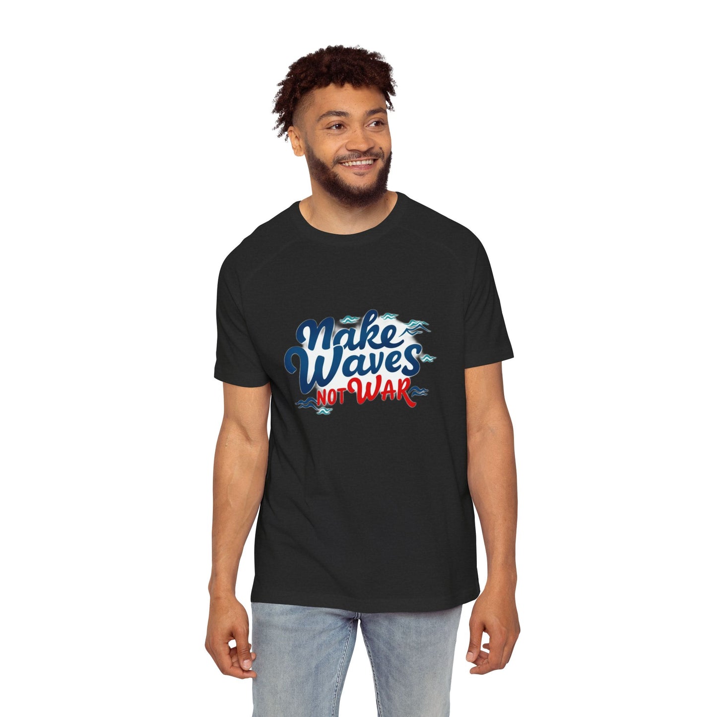 Raglan T-Shirt Make Waves Not War Design