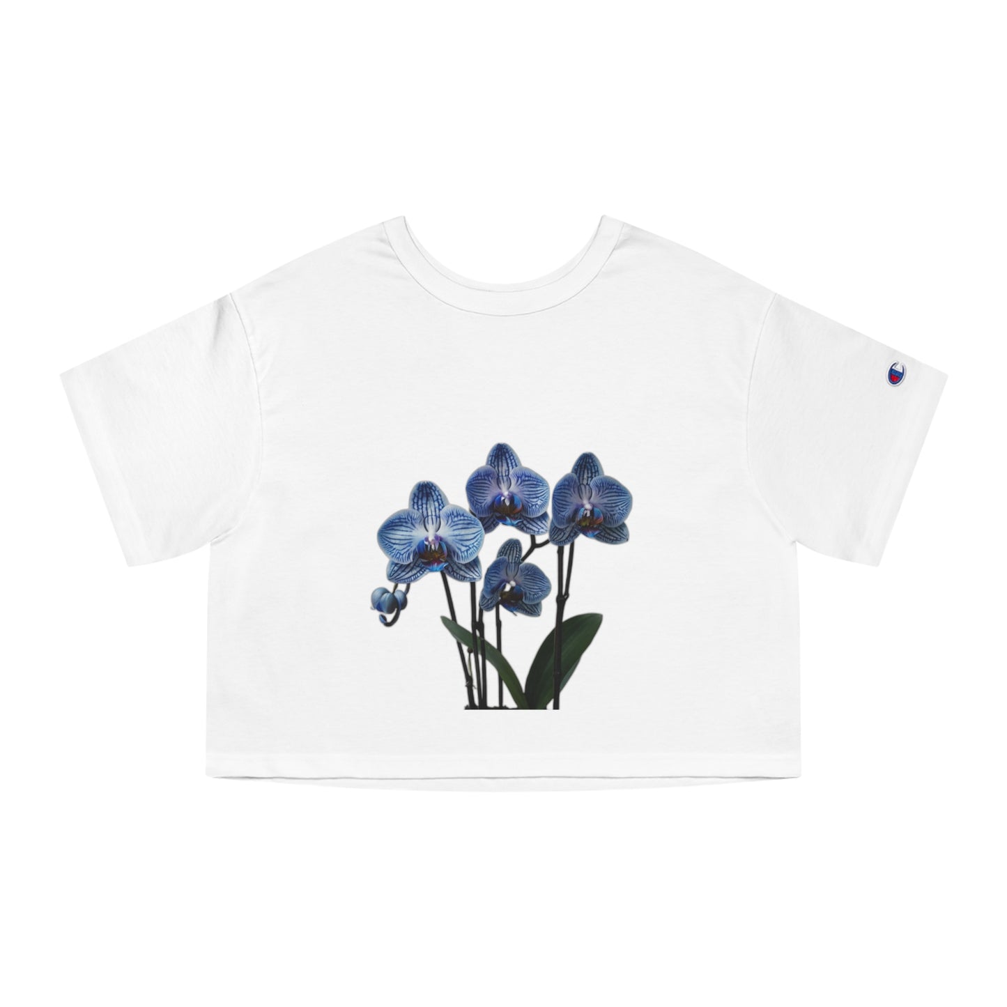 Floral Cropped T-Shirt with Orchid Design