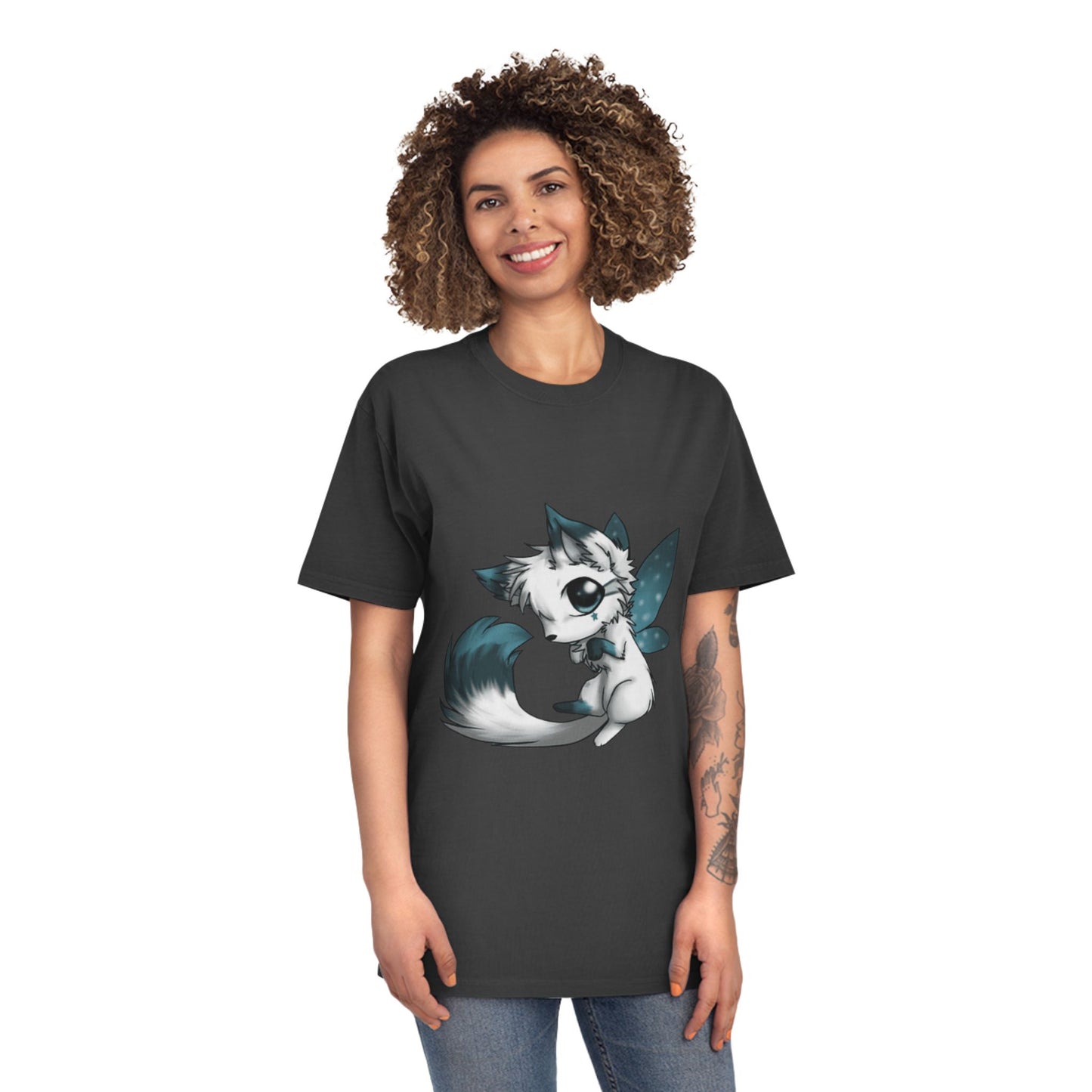 Unisex Faded Shirt with Adorable Cat Fairy Design