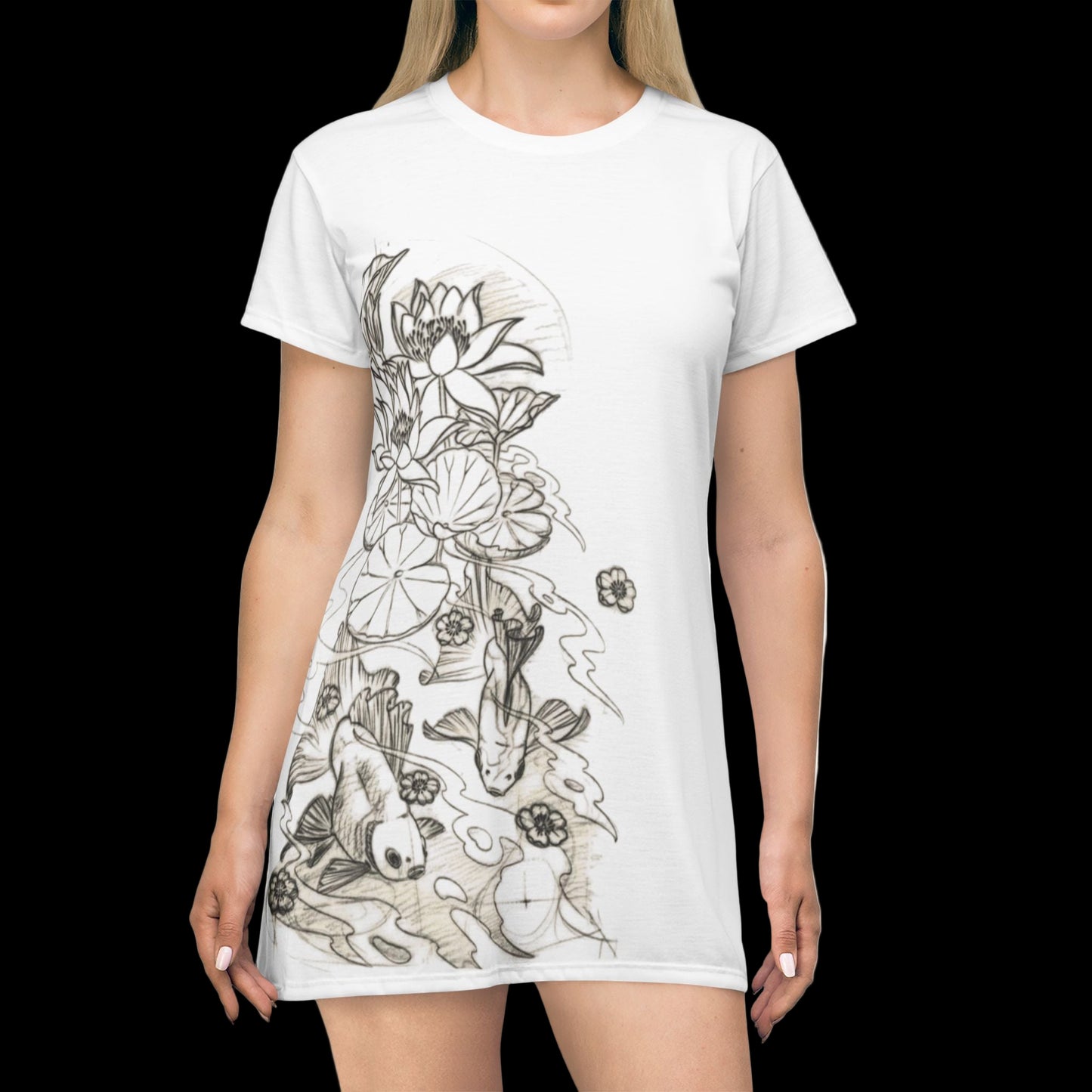 Serene Koi & Lotus T-Shirt Dress