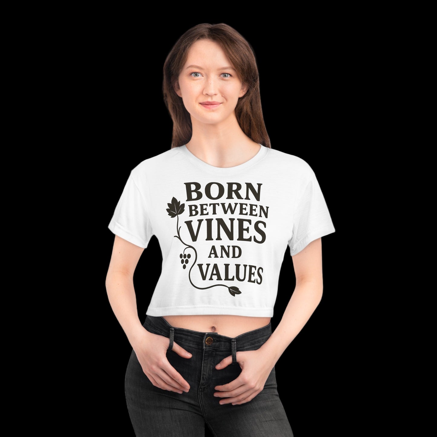 Born Between Vines and Values Cropped Tee