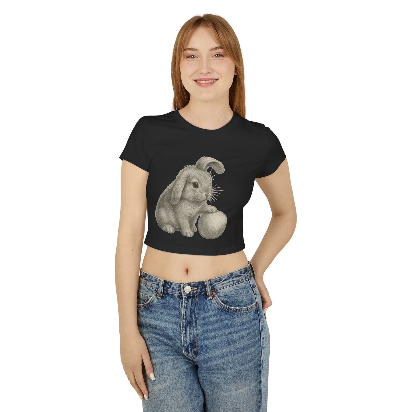 Cute Bunny Graphic Baby Tee for Women
