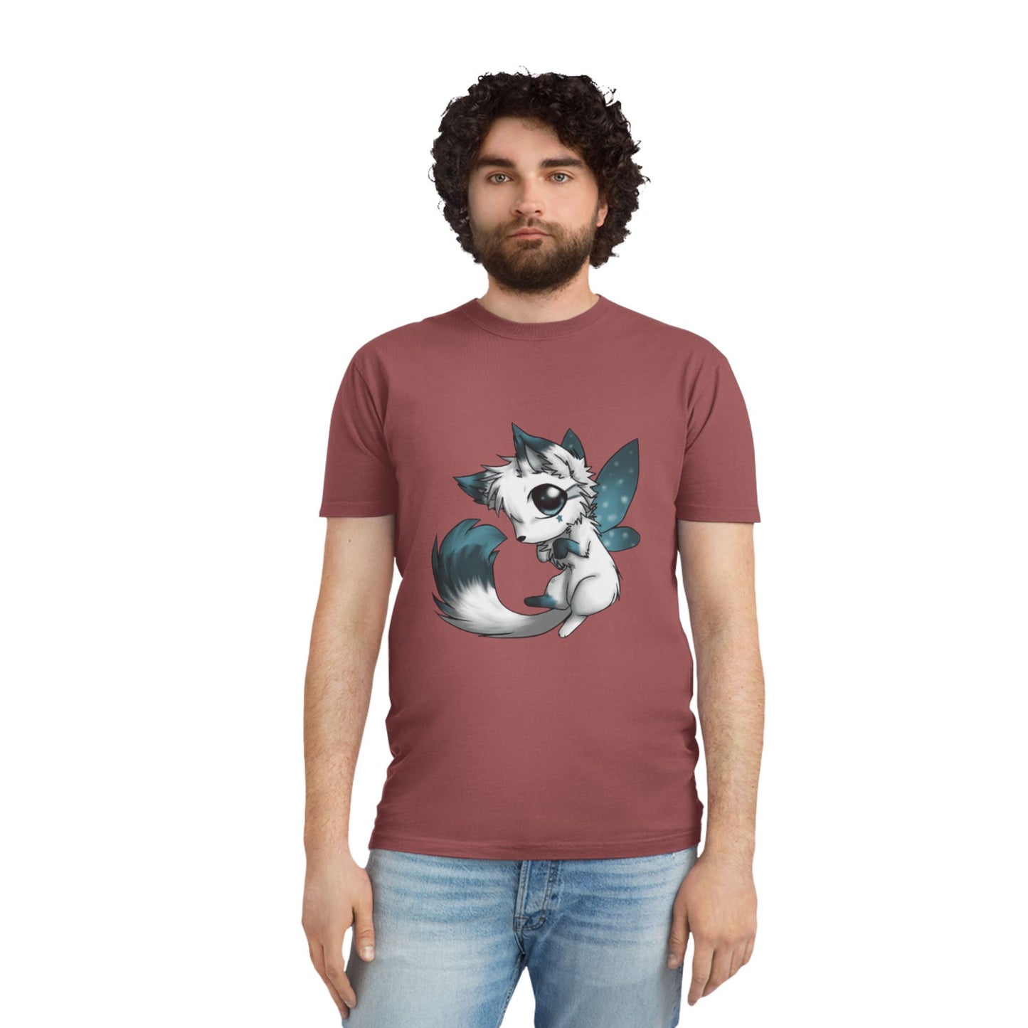 Unisex Faded Shirt with Adorable Cat Fairy Design