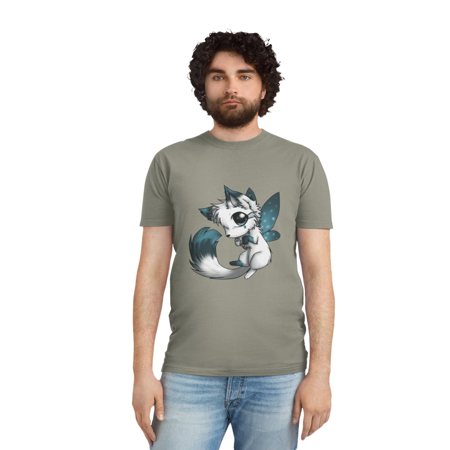 Unisex Faded Shirt with Adorable Cat Fairy Design