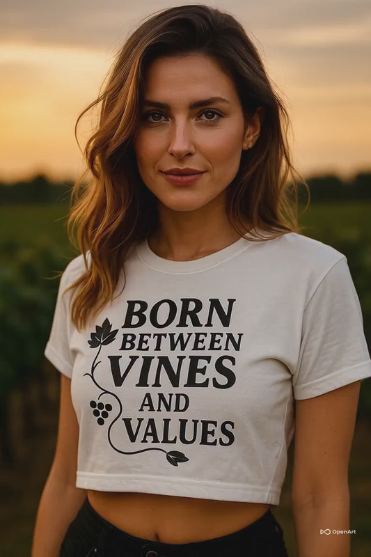 Born Between Vines and Values Cropped Tee