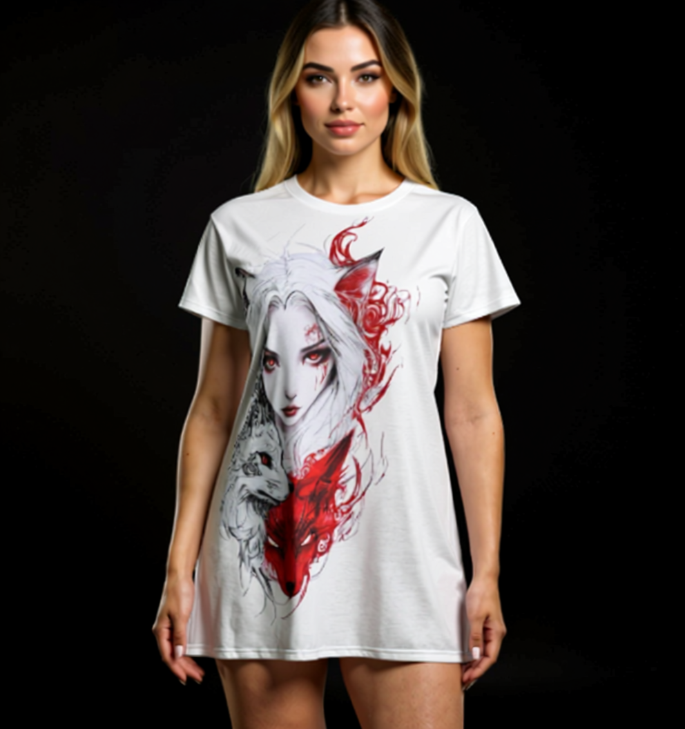 Mystical Fox T-Shirt Dress